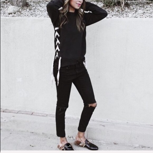 Sincerely Jules Harper Lace Up Sweatshirt Sz Small - Picture 10 of 10